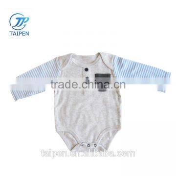 Wholesale Baby Boys Clothes Stripe Long Sleeve Baby Bodysuit With Pocket photo-2