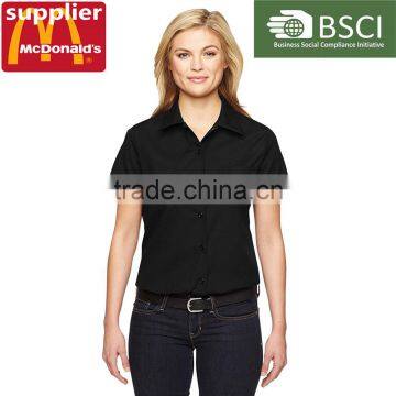 Women Office Working Clothes Short Sleeve Polo Shirt Ladies Work Uniform Style Made in China