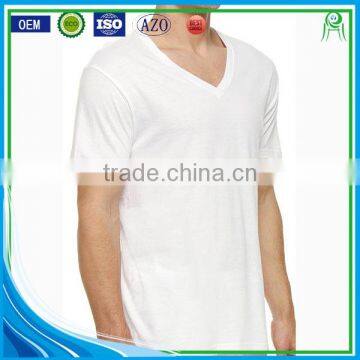 100% Cotton V neck Blank White T shirt