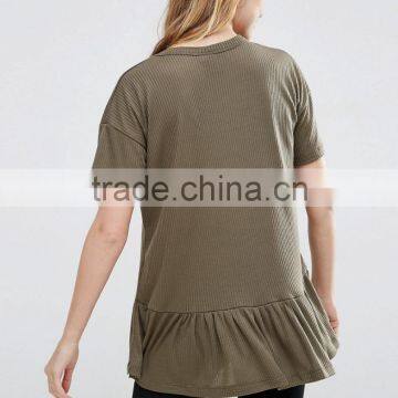 Fashion t Shirt Wholesale, t Shirt Ruffle Hem, Blank t Shirt photo-2