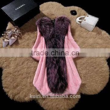 2016 Winter Newese Design Whole Skin Natural Real Mink for Overcoat Lady With Real Fox Fur Collar photo-3