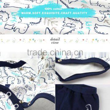 Western Style Baby 100% Cotton Long Sleeve Bodysuit With Pants Infant Romper photo-5