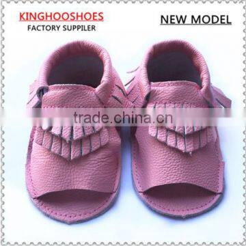 Soft sole handmade leather baby moccasins sandals shoes with tassels summer shoes