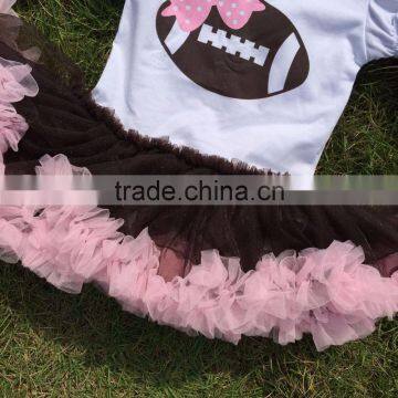 Football Dress New Design Ruffle Dress Clothes Pink Veil Cute Children's Kids Clothes With Matching Necklace and Headband photo-3
