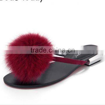 The Fox Hair Bulb Belt Buckle Slippers Sheep photo-3