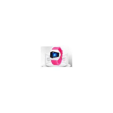 Kids Pink PU Band LCD Digital Watches Hourly Chime 30m Water Resistant