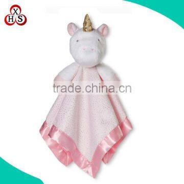 custom animal head plush unicorn baby security blanket doudou blanket