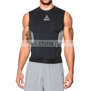 OEM men's splice color custom logo tight-fitting elastic gym custom tank top