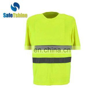 High visibility reflective fluorescent polyester safety t shirt