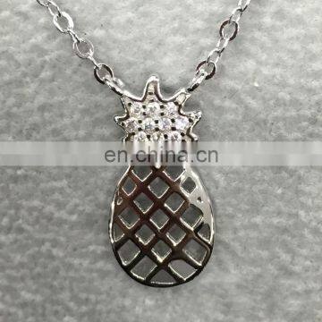 Fashion Delicate Hollow Micro Pave Diamond Pineapple Pendant Gold Plated Fruit Necklace Stylish 925 Sterling Silver Jewelry