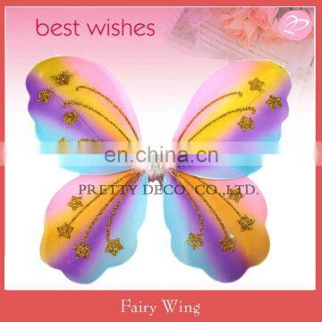 Wholesale mulit color and gold Glitter printing kids butterfly fariy wing