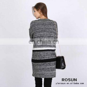 Women Knitted Striped Pattern Long Cardigan Sweater photo-3