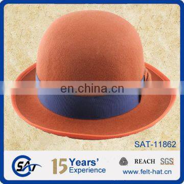 orange Australia wool felt bowler hat with bowties