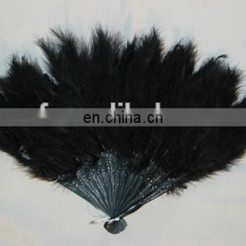 wholesale cheap black dancing Burlesque feather hand fans FW-0062