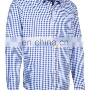 Blue checked Cotton shirt / Bavarian Shirt / Hot sale oktoberfest shirt