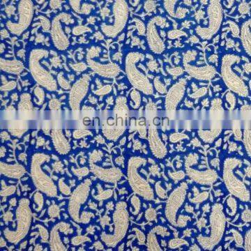 Hand Block printed Cotton fabric paisley print Indigo fabric