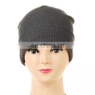 Hot selling fashion grey Beanie skull cap custom knitted cuff beanie hat