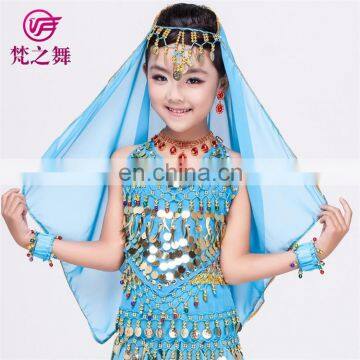 P-9055 120D Chiffon Chiffon Glittery Children Kids Belly Dance Head Veil Scarf photo-2