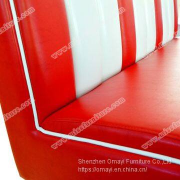 American 1950s Retro Diner Booth Sofa, Colorful Stripe Leather Diner Booth Manufacturer photo-5