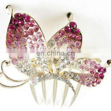 2013 newest fashion alloy rhinestone hair comb fork