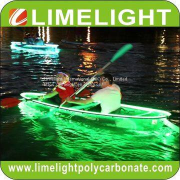 transparent kayak with LED light for night tour