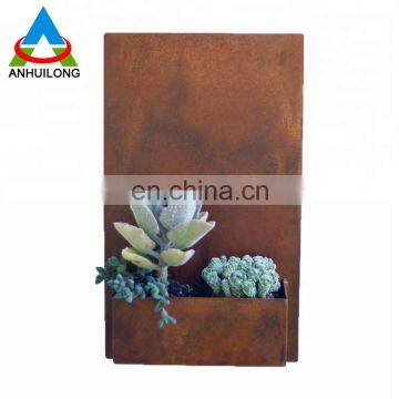 Rust metal hanging wall planter corten steel flower box