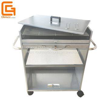 Large Cooking Area Charcoal Barbeque Rectangular Grill W/ Shelf and Wheels