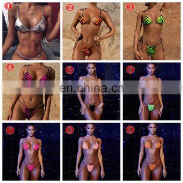 RTS Custom Made Private Label Swimwear Hot Sex Girl Bikini Zebra Leopard Silver Women Bikinis