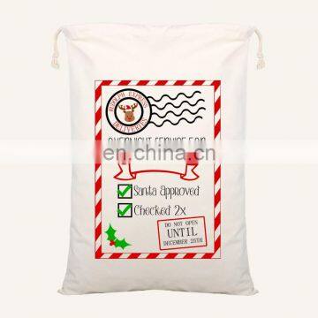 2020 Christmas Gift Bag Large Capacity Canvas Drawstring Storage Bag With Reindeers Santa Claus Santa Sacks Christmas Decor photo-5