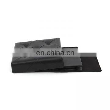 Customized PU Faux Leather Folding Storage Ottoman With Air Hole Cube Foot Rest Stool Seat Black Living Room Furniture photo-6