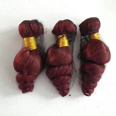 KHH Dark Wine Colour 99J Straight Human Hair Weave Bundles With Lace Closure , 99J Virgin Hair Colored Bundles With Lace Frontal