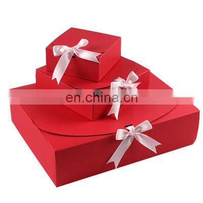 Cheap Price Ribbon Close 3 Piece Corrugated Origami Fold up Shipping Gift Packaging Box