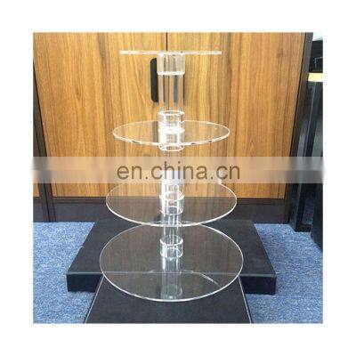 Customized High Quality Wholesale 4 Levels Round Tube  Acrylic Cake Stand Display