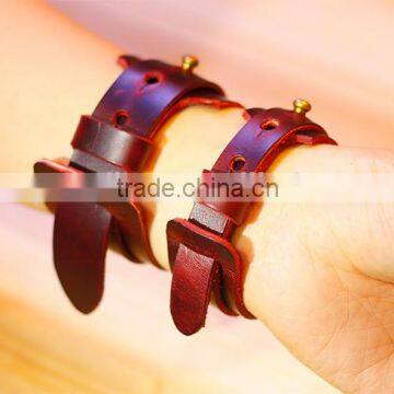 New High Quality Exotic Handmade Crazy Horse Leather Bangle Unisex Genuine Leather Bangles Cowhide Leather Bracelet photo-4