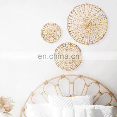 Hot Sale Decorative Set Of 3 Boho Water Hyacinth Wall Hanging Decor Wholesale Made in Vietnam photo-4