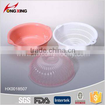 Double Layer Round Plastic Vegetable Basin With Strip Lid photo-5