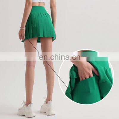 Good Quality With Side Pocket Shorts Two-in-one Mini Pleated Tennis Skirt Women Golf Dance Wear Outdoor Running Skirt