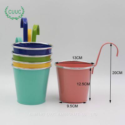 CUUC Tin Metal Hanging Flower Pot Flower Bucket Hanging Planter