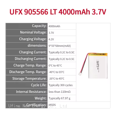 The Battery Supplier Directly Sells UFX 905566 3.7V 4000mAh Low-Temperature Rechargeable Battery Wholesale photo-2