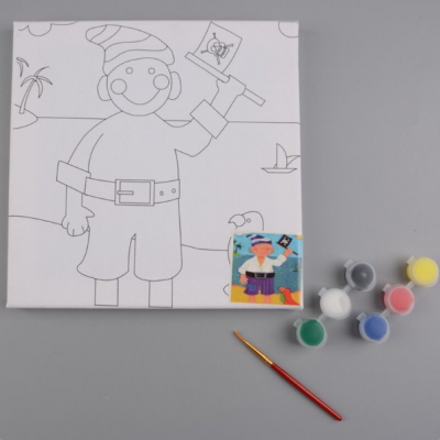 Mini Canvas Frame Painting Kit With Drawing for Kids DIY Oil Painting Acrylic Preprinted Stretched Canvas Print photo-3