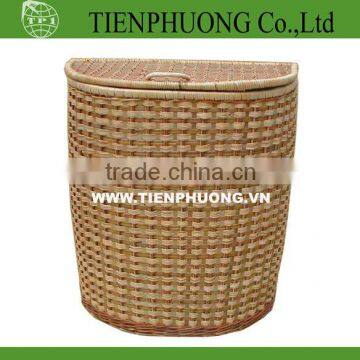 semicircle wicker storage bin with lid