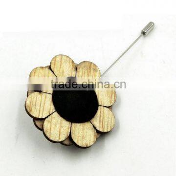 Handmade Men's Gifts Wood Brooch Wooden Flower Lapel Pins photo-6