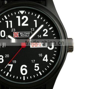 Mens Military Black Dial Fabric Strap Swiss Design Date Sport Army Watch MR051