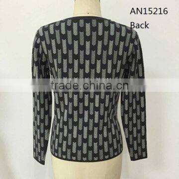 2016 Fall/winter Crew Neck Long Sleeve Jacquard Pullover Sweater