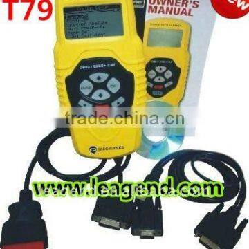 2013 Hot selling easy-to-use scan gauge OBD2/EOBD auto Scanner T79 in yellow -6 languages ,Data print out,live data graph