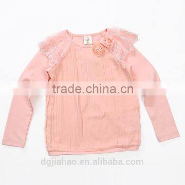 Best-selling winter long sleeve fashion thicken lace cotton t-shirt for girls 4-12y