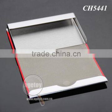 Lichee Pattern Red Leather Flannelette Lining Stainless Steel Promotional Metal Leather Credit Card Holders photo-4