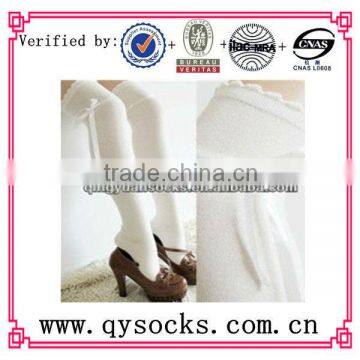 Japanese jacquard sexy girl white over knee bowknot leggings