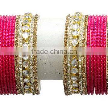 Party Wear Bollywood Bridal Designer Gold Plated Ethnic Bangles Set For Girls & Women photo-4