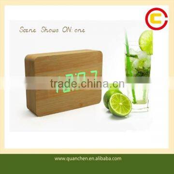 Bamboo Small Fashion Green LED Digital Clock photo-2